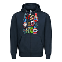 Navy ho ho ho gnomes Zipper Hoodie - CowGirlArtShop