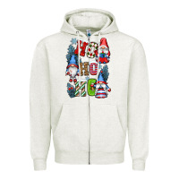 Oatmeal Heather ho ho ho gnomes Zipper Hoodie - CowGirlArtShop
