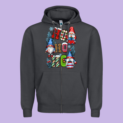 Ho Ho Ho Gnomes Zipper Hoodie Designed By Cowgirlartshop
