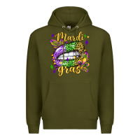 Army Green mardi gras with  lip olivia Premium Hoodie - OliviaCreatesArt