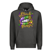 Charcoal Heather mardi gras with  lip olivia Premium Hoodie - OliviaCreatesArt
