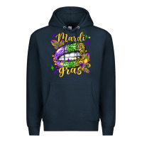 Navy mardi gras with  lip olivia Premium Hoodie - OliviaCreatesArt
