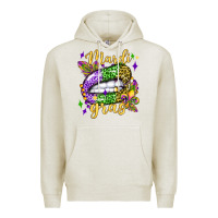 Oatmeal Heather mardi gras with  lip olivia Premium Hoodie - OliviaCreatesArt