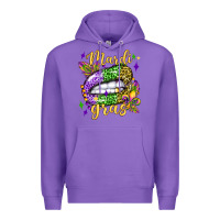 Purple mardi gras with  lip olivia Premium Hoodie - OliviaCreatesArt