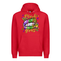 Red mardi gras with  lip olivia Premium Hoodie - OliviaCreatesArt