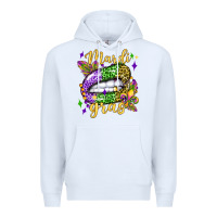 White mardi gras with  lip olivia Premium Hoodie - OliviaCreatesArt