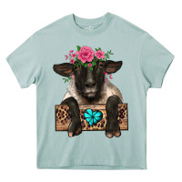 Arona suffolk ewe peeking with floral headdress Heavy Core Tee - BarkalooDesign