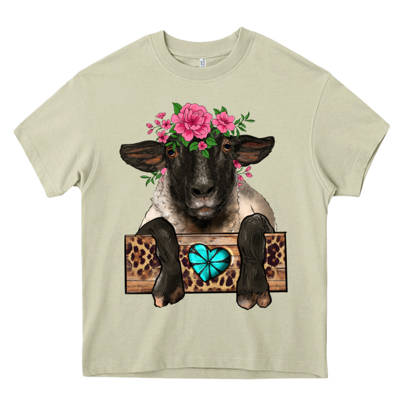 Suffolk Ewe Peeking With Floral Headdress Heavy Core Tee by BarkalooDesign | Teevron