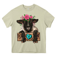 Mossy suffolk ewe peeking with floral headdress Heavy Core Tee - BarkalooDesign