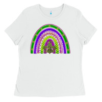 White mardi gras rainbow Ladies Tee - BarkalooDesign