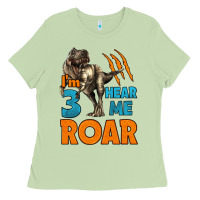 Matcha i'm three hear me roar dinosaur birthday Ladies Tee - LillyAllenDesigns