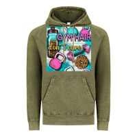 Vintage Olive gym hair don't care clasp and water bottle with glitter seamless patte Vintage Hoodie - BundleAndBundleShop
