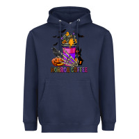 Navy Horror Coffee Heavyweight Hoodie - FaDigitalArtStudio