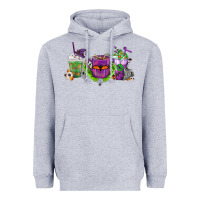 Heather Grey Halloween Coffee Cups Heavyweight Hoodie - FaDigitalArtStudio
