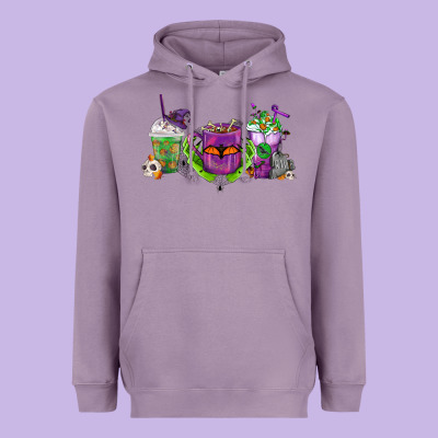 Halloween Coffee Cups Heavyweight Hoodie Designed By Fadigitalartstudio