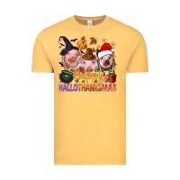 Vintage Mustard Happy Hallothanksmas Pigs Vintage Tee - BundleAndBundleShop