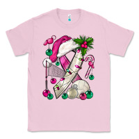 Bubblegum Pink Pink Christmas Breast Cancer Ribbon Volleyball Classic Tee - BundleAndBundleShop