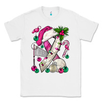 White Pink Christmas Breast Cancer Ribbon Volleyball Classic Tee - BundleAndBundleShop