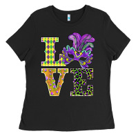 Black mardi gras love mask Ladies Tee - BarkalooDesign