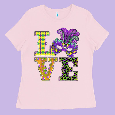 Mardi Gras Love Mask Ladies Tee Designed By Barkaloodesign