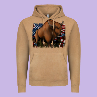 American Bison Vintage Hoodie Designed By Jasminsmagicworld