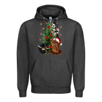 Charcoal Heather heifer cow gnomies christmas tree Zipper Hoodie - CowGirlArtShop