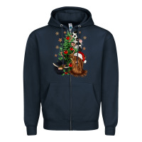 Navy heifer cow gnomies christmas tree Zipper Hoodie - CowGirlArtShop