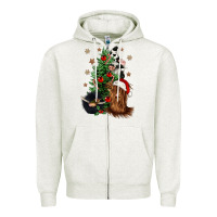 Oatmeal Heather heifer cow gnomies christmas tree Zipper Hoodie - CowGirlArtShop
