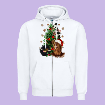 Heifer Cow Gnomies Christmas Tree Zipper Hoodie Designed By Cowgirlartshop