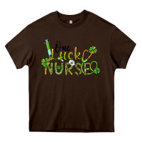 Chocolate Brown one lucky nurse Heavy Core Tee - BarkalooDesign