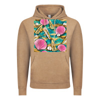 Vintage Coffee hair clasp and sea shells with leopard beach seamless pattern bbs Vintage Hoodie - BundleAndBundleShop