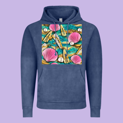 Hair Clasp And Sea Shells With Leopard Beach Seamless Pattern Bbs Vintage Hoodie Designed By Bundleandbundleshop