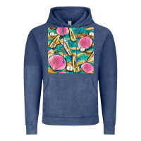 Vintage Denim hair clasp and sea shells with leopard beach seamless pattern bbs Vintage Hoodie - BundleAndBundleShop