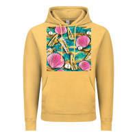 Vintage Mustard hair clasp and sea shells with leopard beach seamless pattern bbs Vintage Hoodie - BundleAndBundleShop