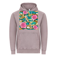 Vintage Zinc hair clasp and sea shells with leopard beach seamless pattern bbs Vintage Hoodie - BundleAndBundleShop
