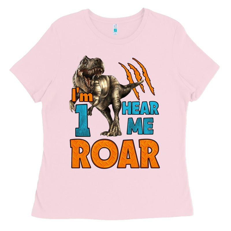 I'm One Hear Me Roar Dinosaur Birthday Ladies Tee by LillyAllenDesigns | Teevron