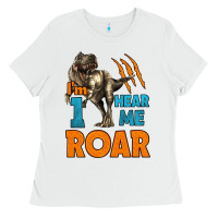 White i'm one hear me roar dinosaur birthday Ladies Tee - LillyAllenDesigns