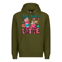 Army Green love you a latte Premium Hoodie - OliviaCreatesArt