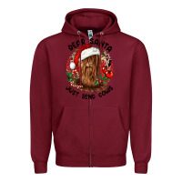 Burgundy dear santa just send cows Zipper Hoodie - CowGirlArtShop