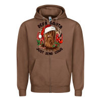 Chestnut dear santa just send cows Zipper Hoodie - CowGirlArtShop