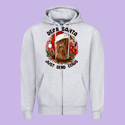 Dear Santa Just Send Cows Zipper Hoodie Designed By Cowgirlartshop