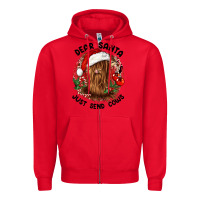 Red dear santa just send cows Zipper Hoodie - CowGirlArtShop