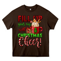 Chocolate Brown fill up your cup with christmas cheer Heavy Core Tee - Jasminsmagicworld