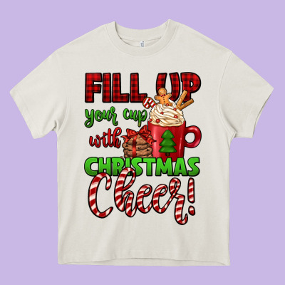 Fill Up Your Cup With Christmas Cheer Heavy Core Tee Designed By Jasminsmagicworld