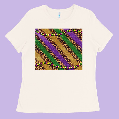 Mardi Gras Leopard Glitter Bead Ladies Tee Designed By Barkaloodesign