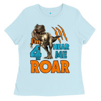 I'm Four Hear Me Roar Dinosaur Birthday Ladies Tee | Teevron