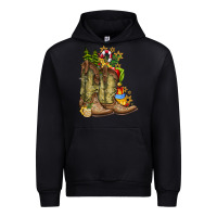 Black Christmas Boots Urban Hoodie - CowhideDigitalArt