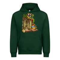 Forest Green Christmas Boots Urban Hoodie - CowhideDigitalArt