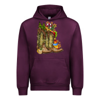 Mauve Wine Christmas Boots Urban Hoodie - CowhideDigitalArt