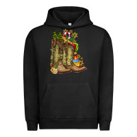 Pigment Black Christmas Boots Urban Hoodie - CowhideDigitalArt